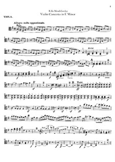 Concerto for Violin and Orchestra in E Minor, Op.64: Viola part by Felix Mendelssohn-Bartholdy