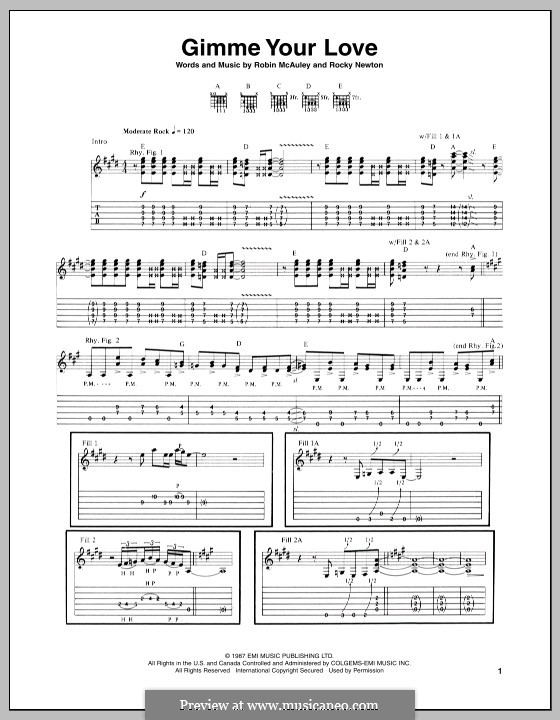 Gimme Your Love (Michael Schenker Group): For guitar with tab by Robin McAuley, Rocky Newton