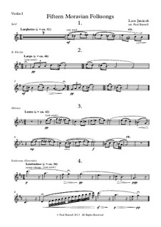Patnáct moravské lidové písně (Fifteen Moravian Folksongs), JW 8/23: Arranged for string quartet – parts by Leoš Janáček