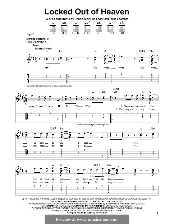 Locked Out of Heaven: For guitar with tab by Ari Levine, Bruno Mars, Philip Lawrence