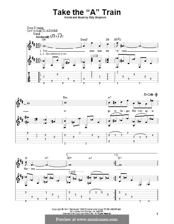 Take the 'A' Train (Duke Ellington): For guitar with tab by Billy Strayhorn