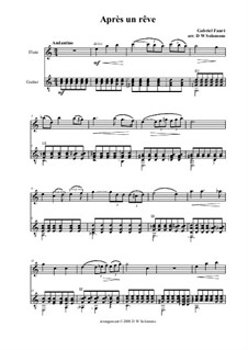 Three Songs, Op.7: No.1 Après un rêve, for flute and guitar by Gabriel Fauré