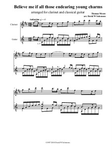 Believe Me, if All Those Endearing Young Charms: For clarinet and guitar by Thomas Moore