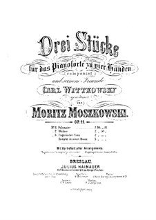 Three Pieces for Piano Four Hands, Op.11: Parts by Moritz Moszkowski