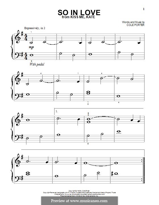 So in Love: For piano by Cole Porter
