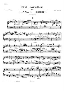 Five Piano Pieces, D.459: For a single performer by Franz Schubert