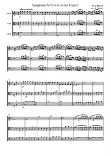 Symphony No.25 in G Minor, K.183: Movement I. Arrangement for string trio – parts by Wolfgang Amadeus Mozart