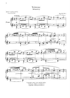 Dix pièces mignonnes (Ten Small Pieces), Op.77: No.1 Tristesse (Melancholy) by Moritz Moszkowski