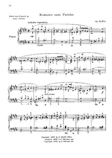 Dix pièces mignonnes (Ten Small Pieces), Op.77: No.3 Romance sans paroles by Moritz Moszkowski