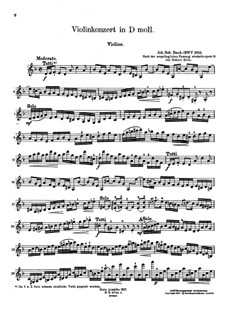 Concerto for Harpsichord and Strings No.1 in D Minor , BWV 1052: Arrangement for violin and orchestra – violin solo part by Johann Sebastian Bach