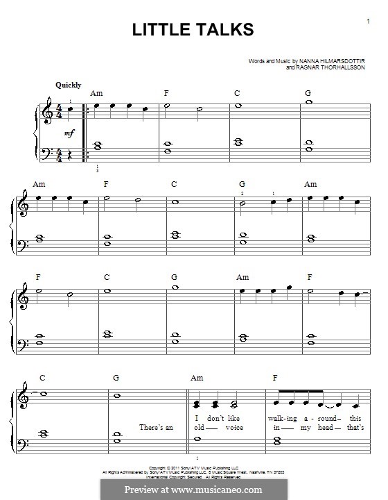 Little Talks (Of Monsters and Men): For piano by Nanna Bryndis Hilmarsdottir, Ragnar Thorhallsson