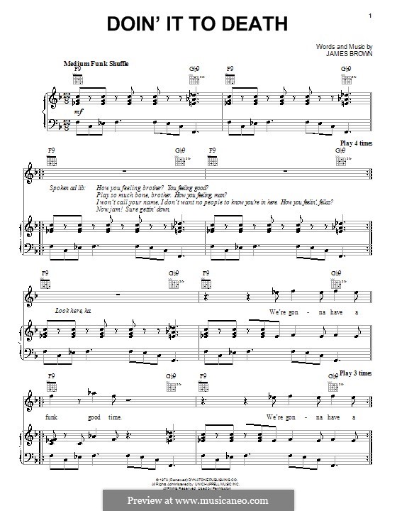 Doin' It to Death: For voice and piano (or guitar) by James Brown