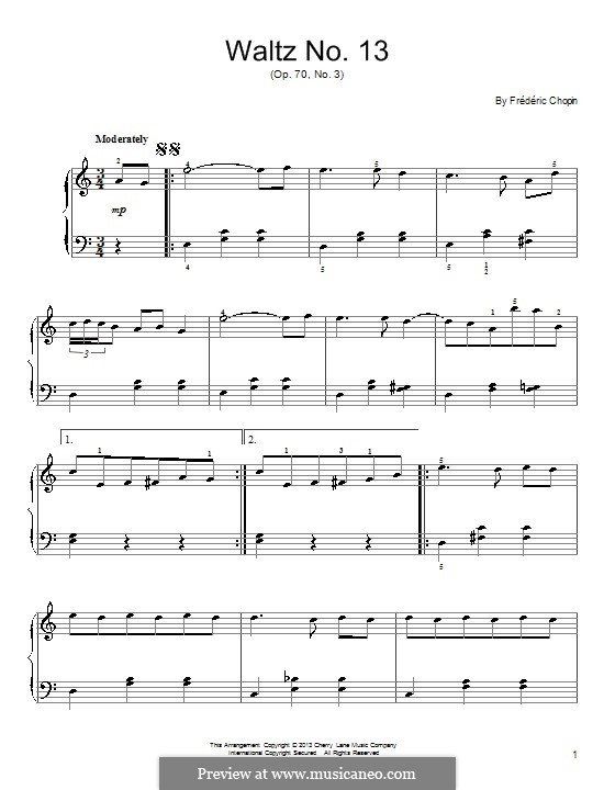 Waltzes, Op. posth.70: No.3 in D Flat Major by Frédéric Chopin