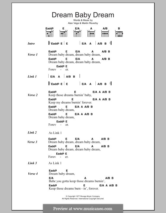 Dream Baby Dream (Suicide): Lyrics and chords by Alan Vega, Martin Reverby