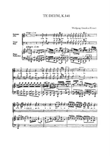 Te Deum in C Major, K.141: Piano-vocal score by Wolfgang Amadeus Mozart