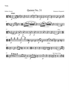 Quintet No.31 in D Major, for Two Violins, Two Violas and Basso: Viola I part by Domenico Dragonetti
