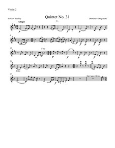 Quintet No.31 in D Major, for Two Violins, Two Violas and Basso: Violin II part by Domenico Dragonetti