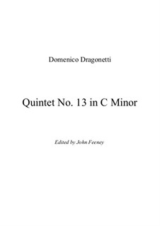 Quintet No.13 in C Minor: Full score by Domenico Dragonetti