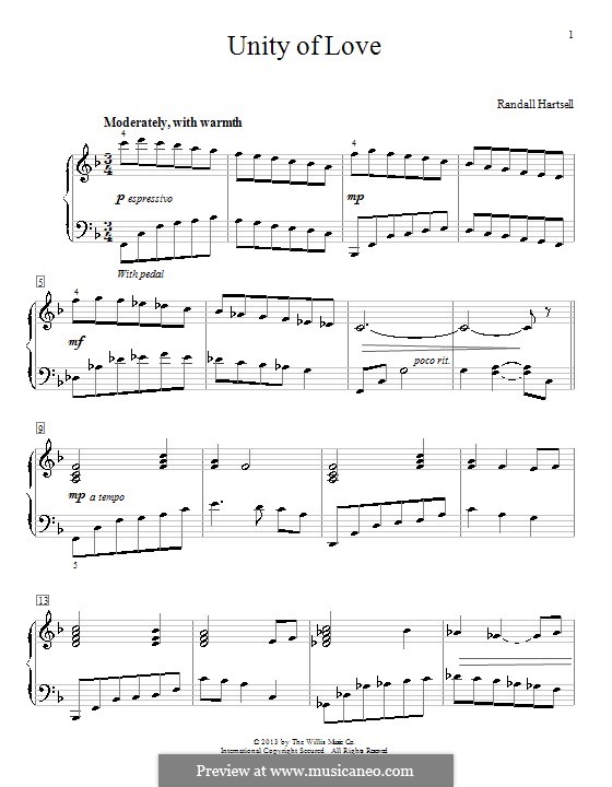 Unity of Love: For piano by Randall Hartsell