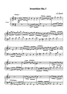 No.1 in C Major, BWV 772: For piano by Johann Sebastian Bach