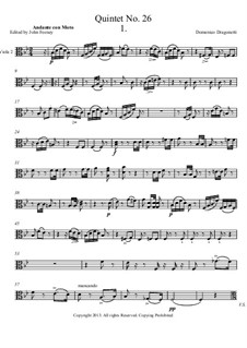 Quintet No.26 in B Flat Major: Viola II part by Domenico Dragonetti