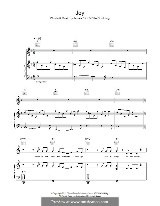 Joy: For voice and piano (or guitar) by Ellie Goulding, James Eliot