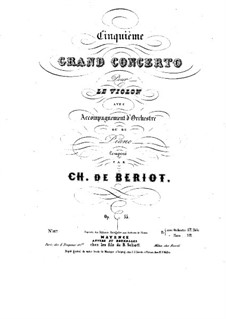 Violin Concerto No.5, Op.55: Score, solo part by Charles Auguste de Beriot