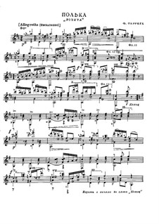 Rosita. Polka: For guitar by Francisco Tárrega