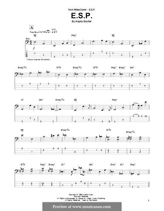 E.S.P.: For bass guitar with tab by Wayne Shorter
