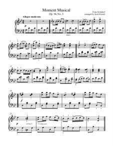 Six Musical Moments, D.780 Op.94: Musical moment No.3, for easy piano by Franz Schubert