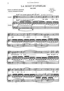 Tristia, Op.18: La Mort d'Ophélie, for voice and piano by Hector Berlioz