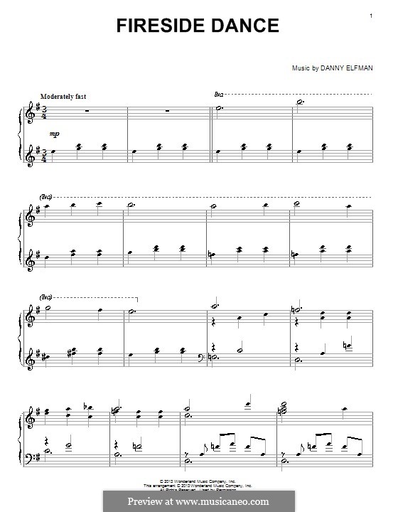 Fireside Dance: For piano by Danny Elfman