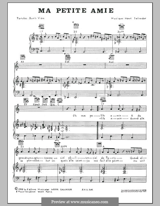 Ma Petite Amie By H Salvador Sheet Music On MusicaNeo