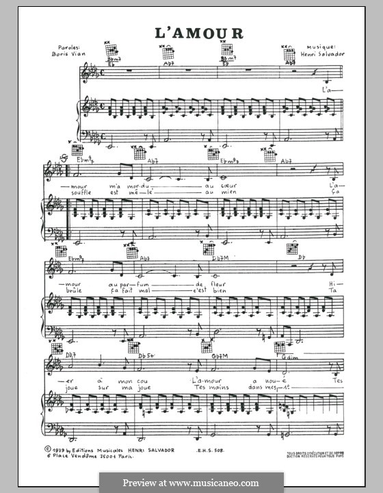 L'amour by H. Salvador - sheet music on MusicaNeo