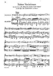 Seven Variations on 'Bei Männern welche Liebe fühlen' by Mozart, WoO 46: Score, solo part by Ludwig van Beethoven