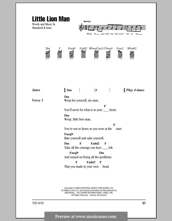 Little Lion Man (Mumford & Sons): For ukulele by Marcus Mumford