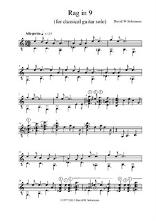 Rag in 9 for guitar solo: Rag in 9 for guitar solo by David W Solomons