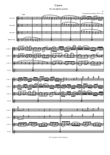 Quartet instrument version: For saxophone quartet by Johann Pachelbel