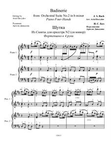 Badinerie: For piano four hands by Johann Sebastian Bach