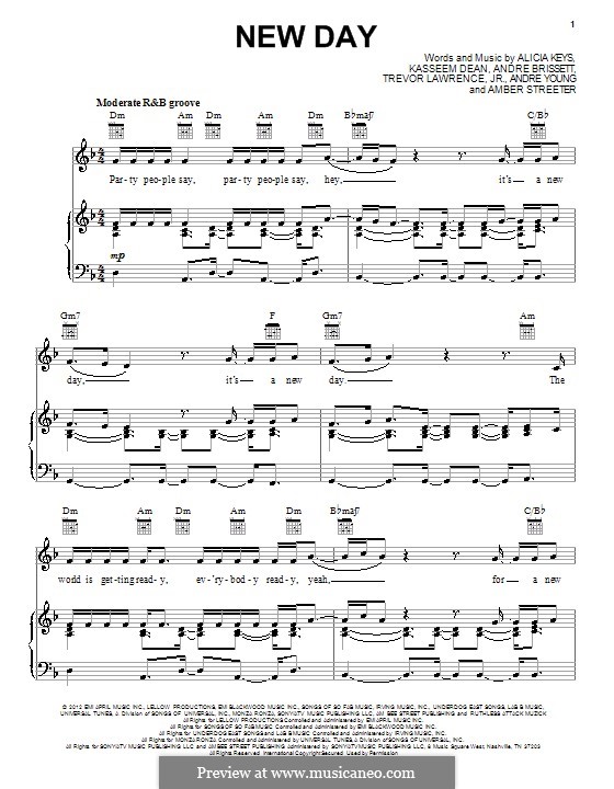 New Day: For voice and piano (or guitar) by Alicia Keys, Amber Streeter, Andre Young, Trevor Lawrence