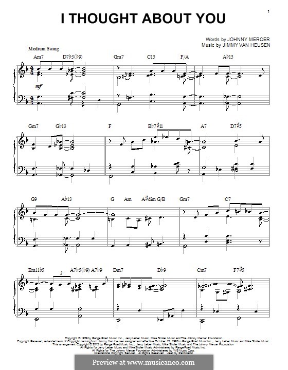 I Thought About You (Frank Sinatra) by J.V. Heusen on MusicaNeo