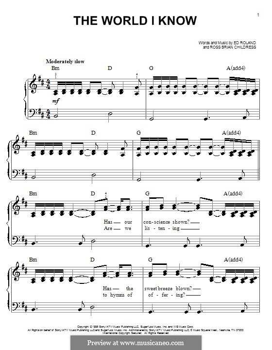 The World I Know (Collective Soul): For piano by Ed Roland, Ross Brian Childress