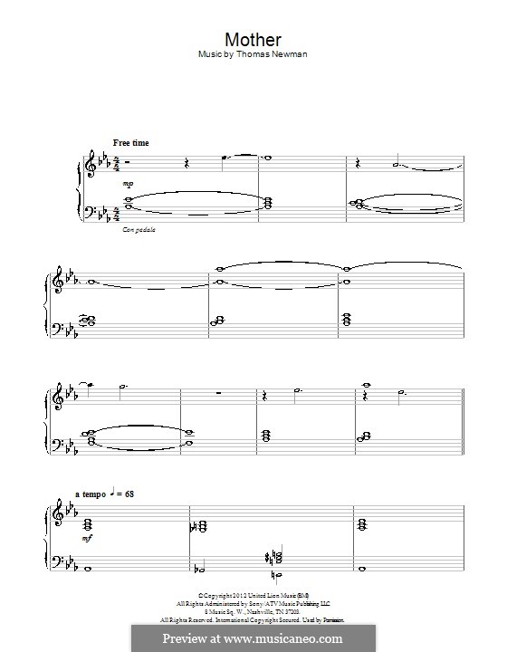 Mother: For piano by Thomas Newman