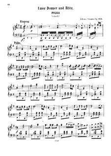Thunder and Lightning, Op.324: For piano by Johann Strauss (Sohn)