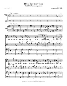 I Need Thee Every Hour: For mixed choir and piano by Robert Lowry