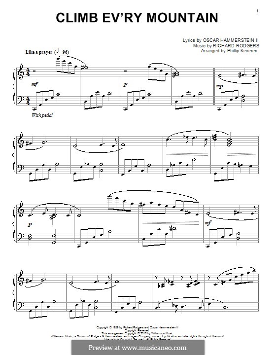 Climb Ev'ry Mountain (from The Sound Of Music): For piano by Richard Rodgers