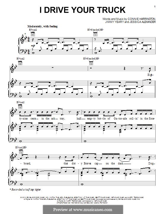 I Drive Your Truck Lee Brice By C Harrington J Alexander J Yeary On Musicaneo