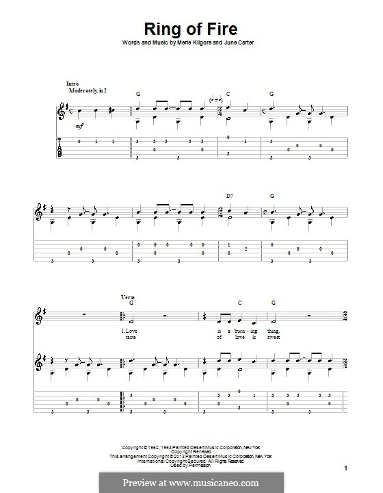 Ring of Fire: For guitar with tab by June Carter, Merle Kilgore
