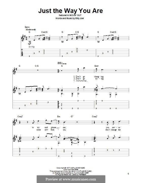 Just The Way You Are: For guitar with tab by Billy Joel