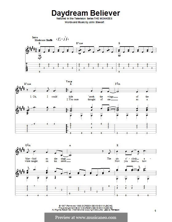 Daydream Believer (The Monkees): For guitar with tab by John Stewart